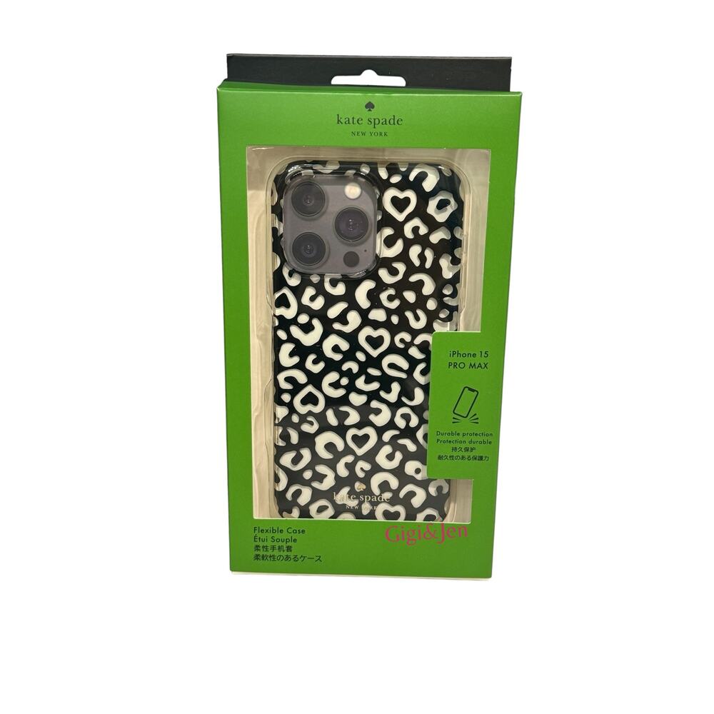 KATE SPADE iPhone 15 Pro Max Clear phone case w Graphic Leopard NEW
